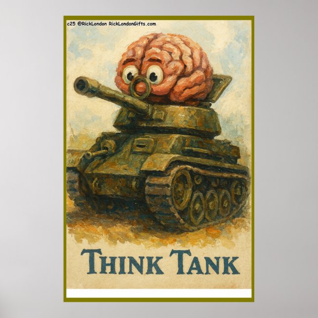 Whimsical Think Tank Cartoon-Design Poster (Vorne)