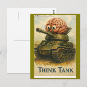 Whimsical Think Tank Cartoon-Design Postkarte