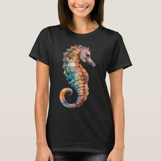 Whimsical Tide: Ein Seepferdchen-Ballett T-Shirt (Vorderseite)