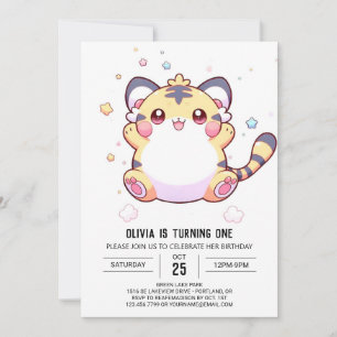 Whimsical Tiger 1. Geburtstag Einladung