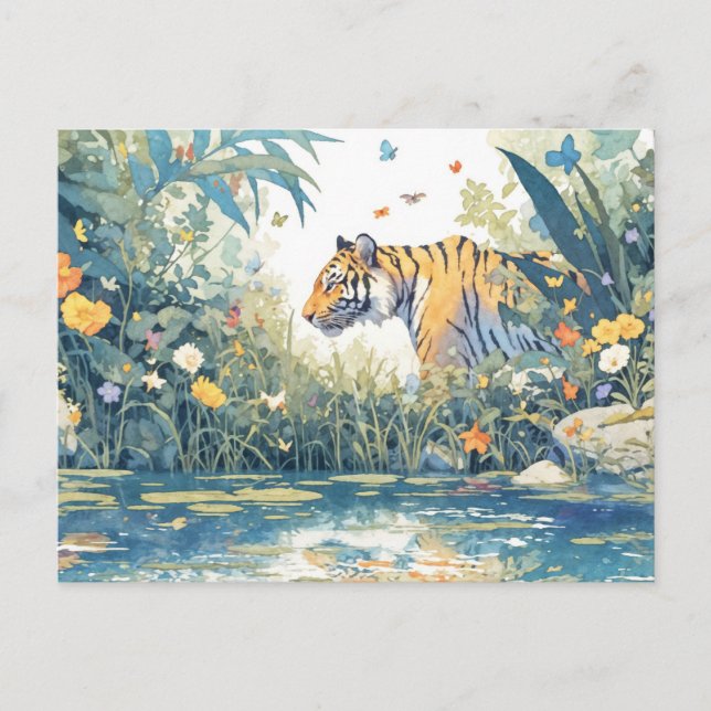 Whimsical Tiger by Watercolor River Postkarte (Vorderseite)