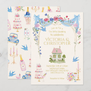 Whimsical Tini kleines Hochzeitshäuschen Einladung