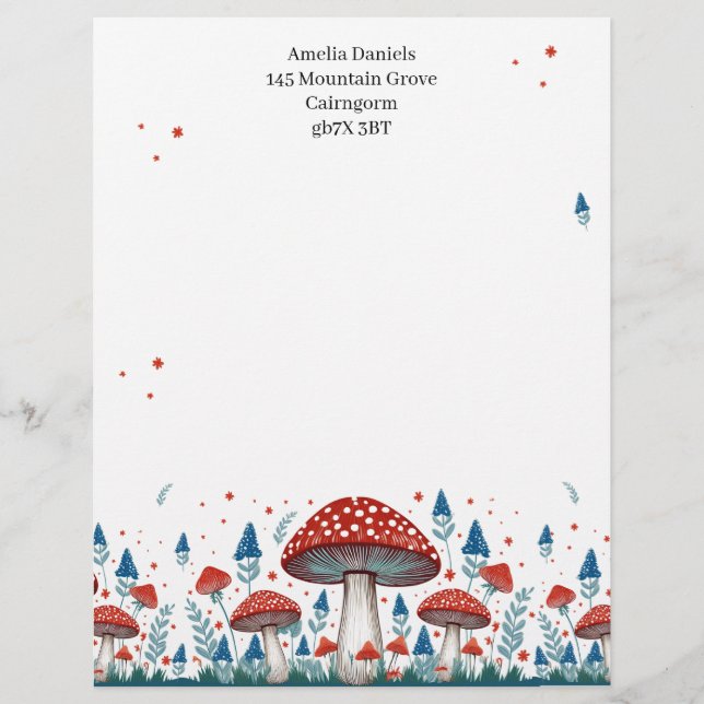 Whimsical Toadstool Personalisiert Briefbogen (Vorderseite)