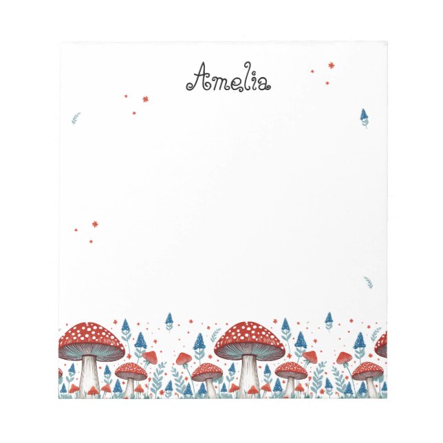 Whimsical Toadstool Personalisiert Notizblock (Vorderseite)