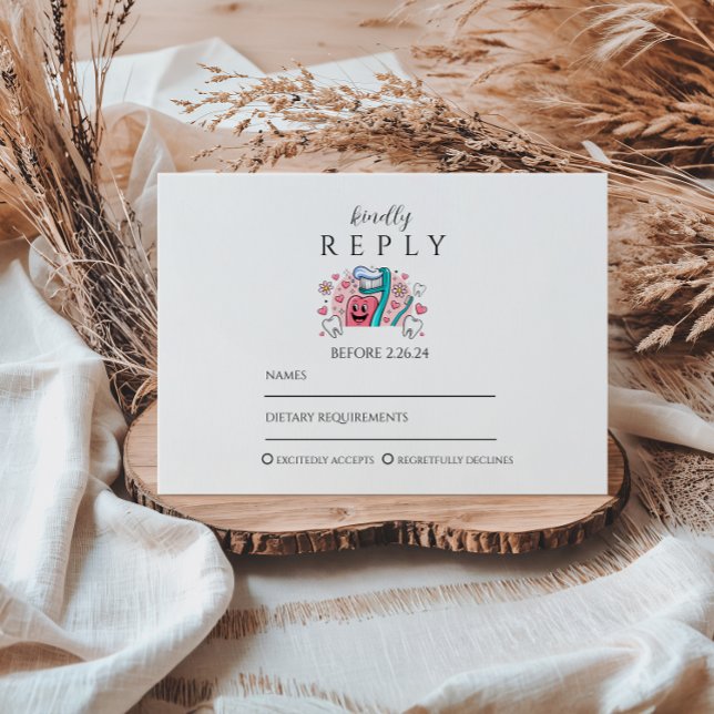 Whimsical Tooth & Hearts Dental Graduation Party RSVP Karte (Von Creator hochgeladen)