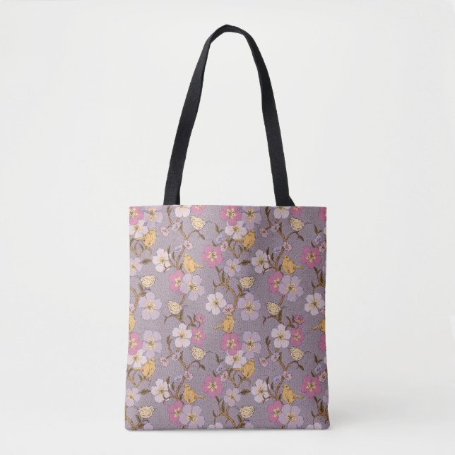 Whimsical Trailing Florals and Birds - Lavendel (Vorderseite)