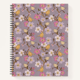 Whimsical Trailing Florals and Birds - Lavendel Notizbuch