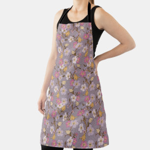Whimsical Trailing Florals and Birds - Lavendel Schürze