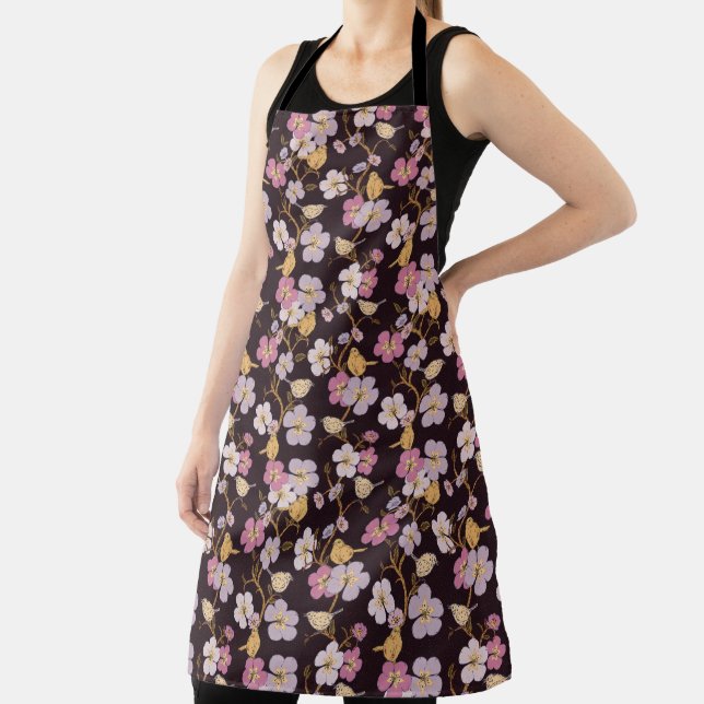 Whimsical Trailing Florals und Birnen - Schwarz/Ro Schürze (InSitu)