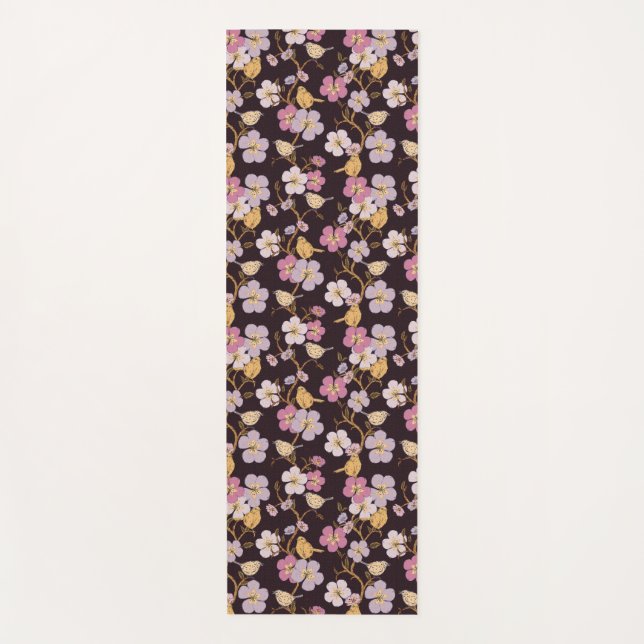 Whimsical Trailing Florals und Birnen - Schwarz/Ro Yogamatte (Vorderseite)