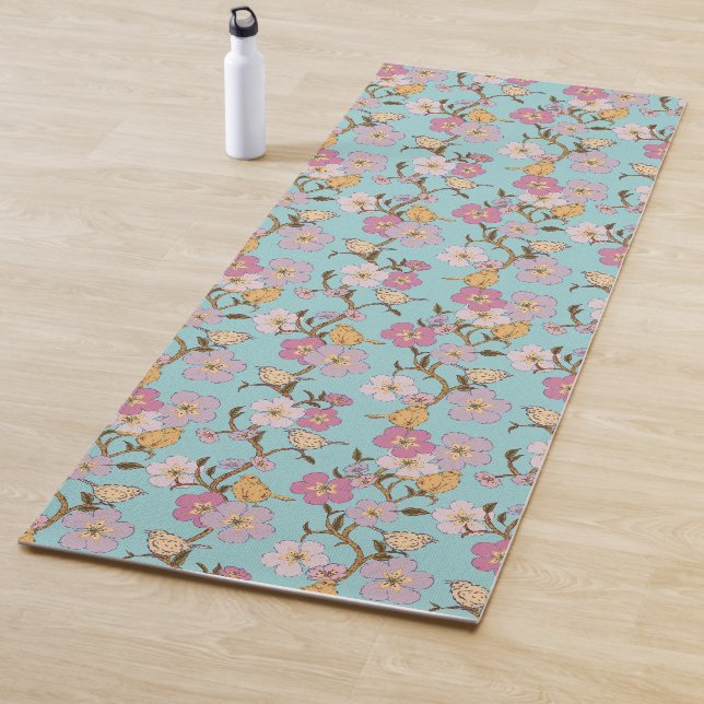 Whimsical Trailing Florals und Birnen - Türkis Yogamatte (Beispiel)