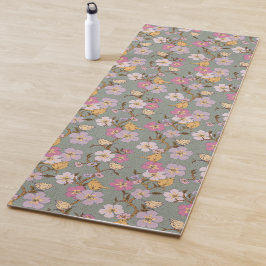 Whimsical Trailing Florals und Vögel - Alter Grün Yogamatte