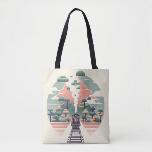 Whimsical Train Journey: Landschaft im Retro-Stil