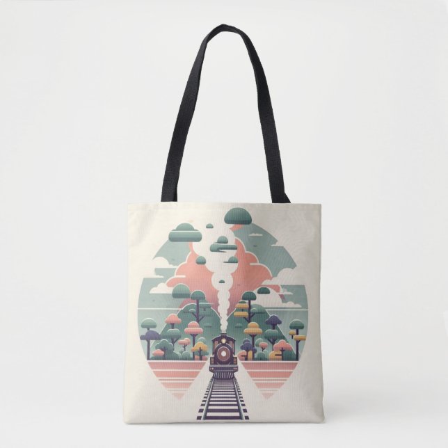 Whimsical Train Journey: Landschaft im Retro-Stil (Vorderseite)