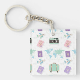 Whimsical Travel Doodle Keychain – Cute Adventure Schlüsselanhänger