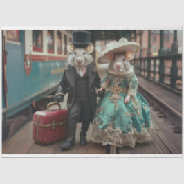 Whimsical Travelling Duo Mäuse Dekoupage Seidenpapier