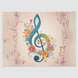 Whimsical Treble Clef Decoupage Seidenpapier