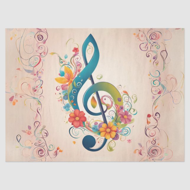 Whimsical Treble Clef Decoupage Seidenpapier (Vorderseite)