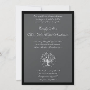 Whimsical Tree Black Borders Wedite Invite Einladung