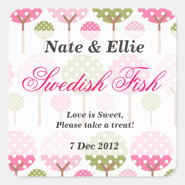 Whimsical Tree Dessert Tafelaufkleber Quadratischer Aufkleber (Vorderseite)
