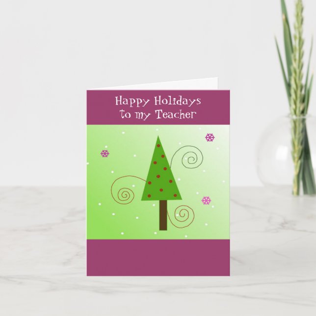 Whimsical Tree für meinen Lehrer Feiertagskarte (Vorderseite)