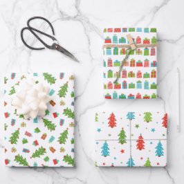 Whimsical Tree & Geschenke Weihnachtsmuster Geschenkpapier Set