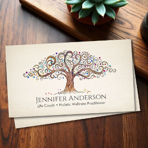 Whimsical Tree of Life Coach Holistische Wellness Visitenkarte
