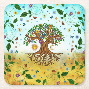 Whimsical Tree of Life - Yggdrasil Rechteckiger Pappuntersetzer