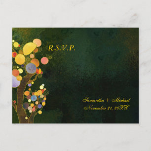 Whimsical Tree Wedding RSVP Einladungspostkarte