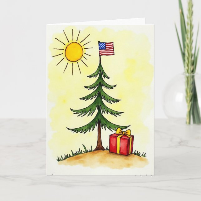 Whimsical Tree Weihnachtskarte Karte (Vorderseite)
