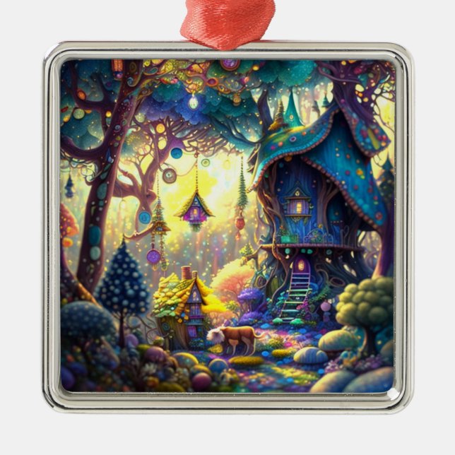 Whimsical Treehouse Ornament Aus Metall (Vorne)