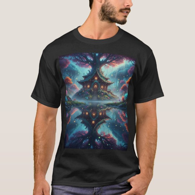 Whimsical Treehouse Reflections T-Shirt (Vorderseite)