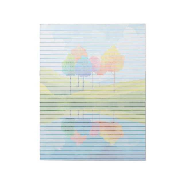 Whimsical Trees Lined - 11" x 8,5" Notepad Notizblock (Rotiert)