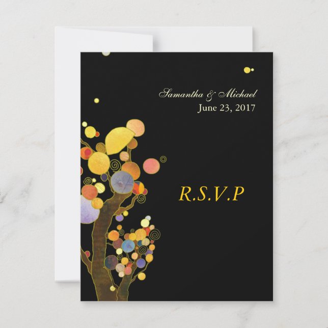 Whimsical Trees Wedding Response Card RSVP Karte (Vorderseite)