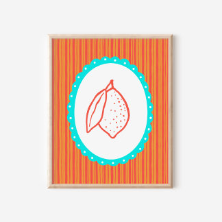 Whimsical & Trendy Lemon Kitchen Art Poster