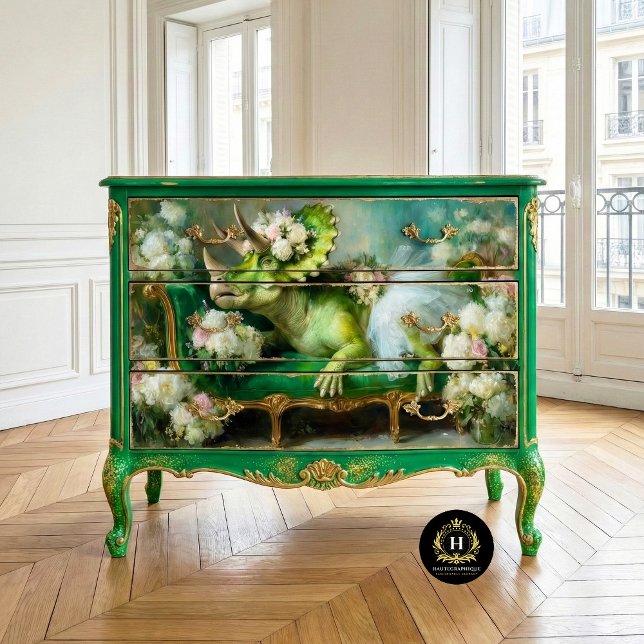 Whimsical Triceratops Floral Ballerina Decoupage Seidenpapier (Von Creator hochgeladen)