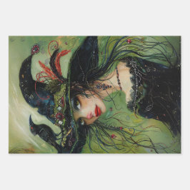 Whimsical Trio Hexen #2 Decoupage Geschenkpapier Set