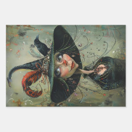 Whimsical Trio Hexen Decoupage Geschenkpapier Set