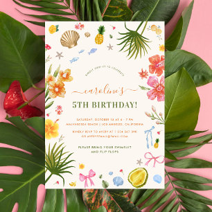 Whimsical Tropical Summer Kid's Birthday Party Einladung