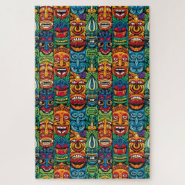 Whimsical Tropical Tiki Masken Puzzle