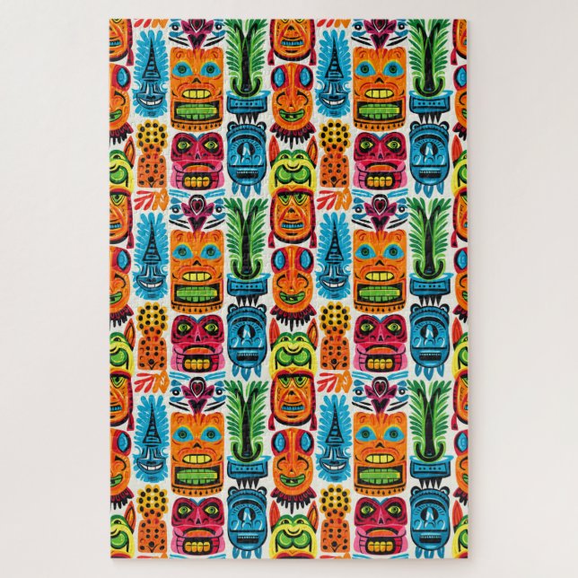 Whimsical Tropical Tiki Masken Puzzle (Vertikal)