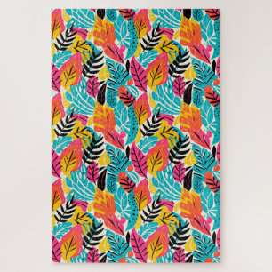 Whimsical Tropical Watercolor Blätter schwierig Puzzle