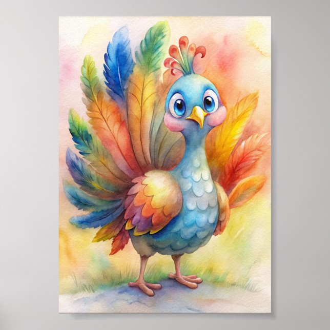 Whimsical Türkei Aquarell, Nature Illustration Poster (Vorne)