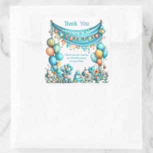 Whimsical Türkis Dankeschön Geburtstag Quadratischer Aufkleber