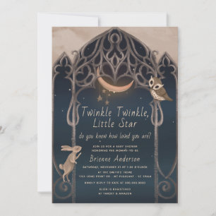 Whimsical Twinkle Little Star Rustic Baby Dusche Einladung