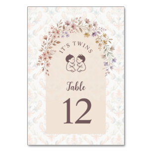 Whimsical Twins Baby Shower Pastell-Blumen LPM26 Tischnummer
