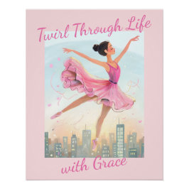 Whimsical Twirling Ballerina über City Lights Poster