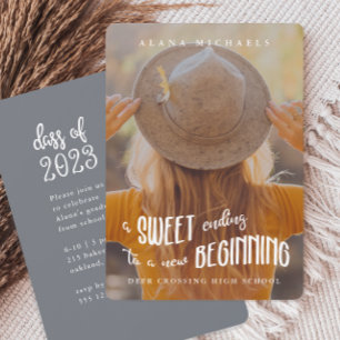 Whimsical Type 2023 Foto Graduation Party Blue Einladung