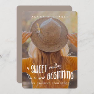 Whimsical Type Foto 2023 Graduation Party Taupe Einladung