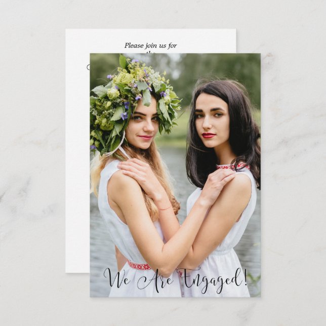 Whimsical Typography Custom Photo Lesbian Gay Einladung (Vorne/Hinten)